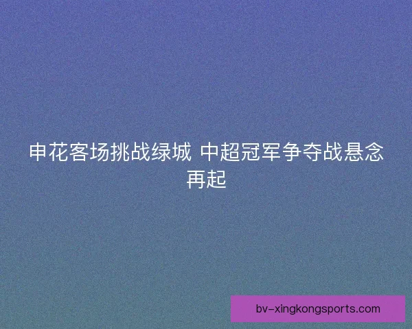申花客场挑战绿城 中超冠军争夺战悬念再起
