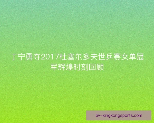 丁宁勇夺2017杜塞尔多夫世乒赛女单冠军辉煌时刻回顾